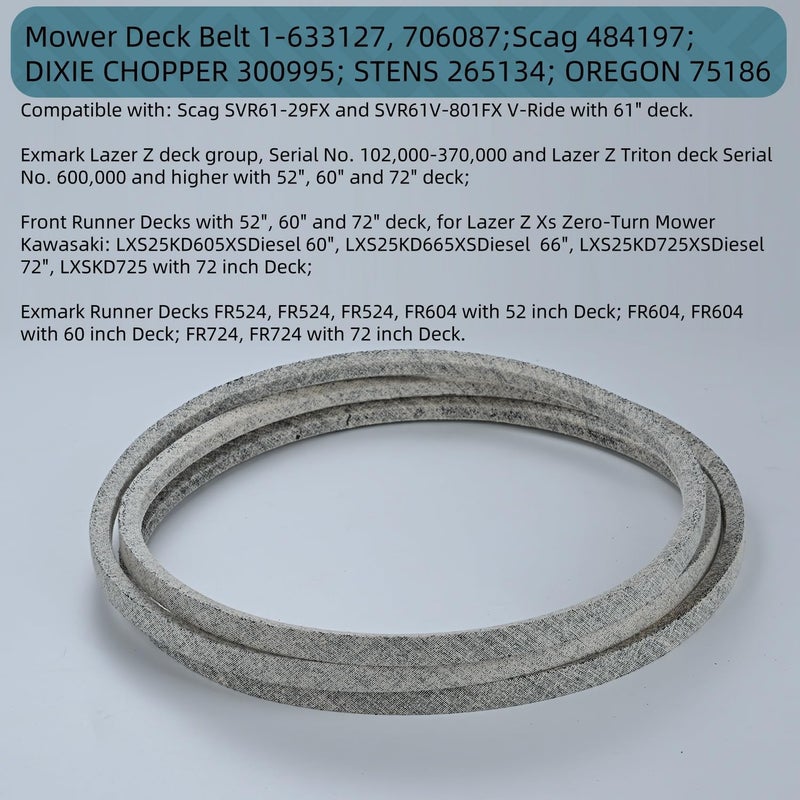 Holdly 5/8 x 146 Lawn Mower Belt Replace for Exmark 633127 1-633127 Scag 484197 60 inch Deck Belt Kevlar Lawn Mower Belt for Exmark Lazer Z Deck GRP 52" 60" 72" Scag (1-633127) - Image 3